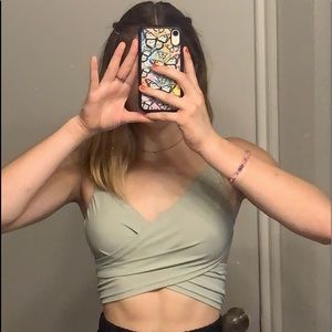 mint green crop top wrap size (small medium large)